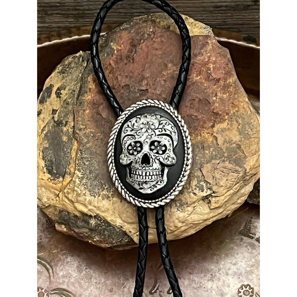 Skull Skeleton Steampunk Skull Cameo Pendant Lariat Bolo Tie Gothic Men'S WOMENS